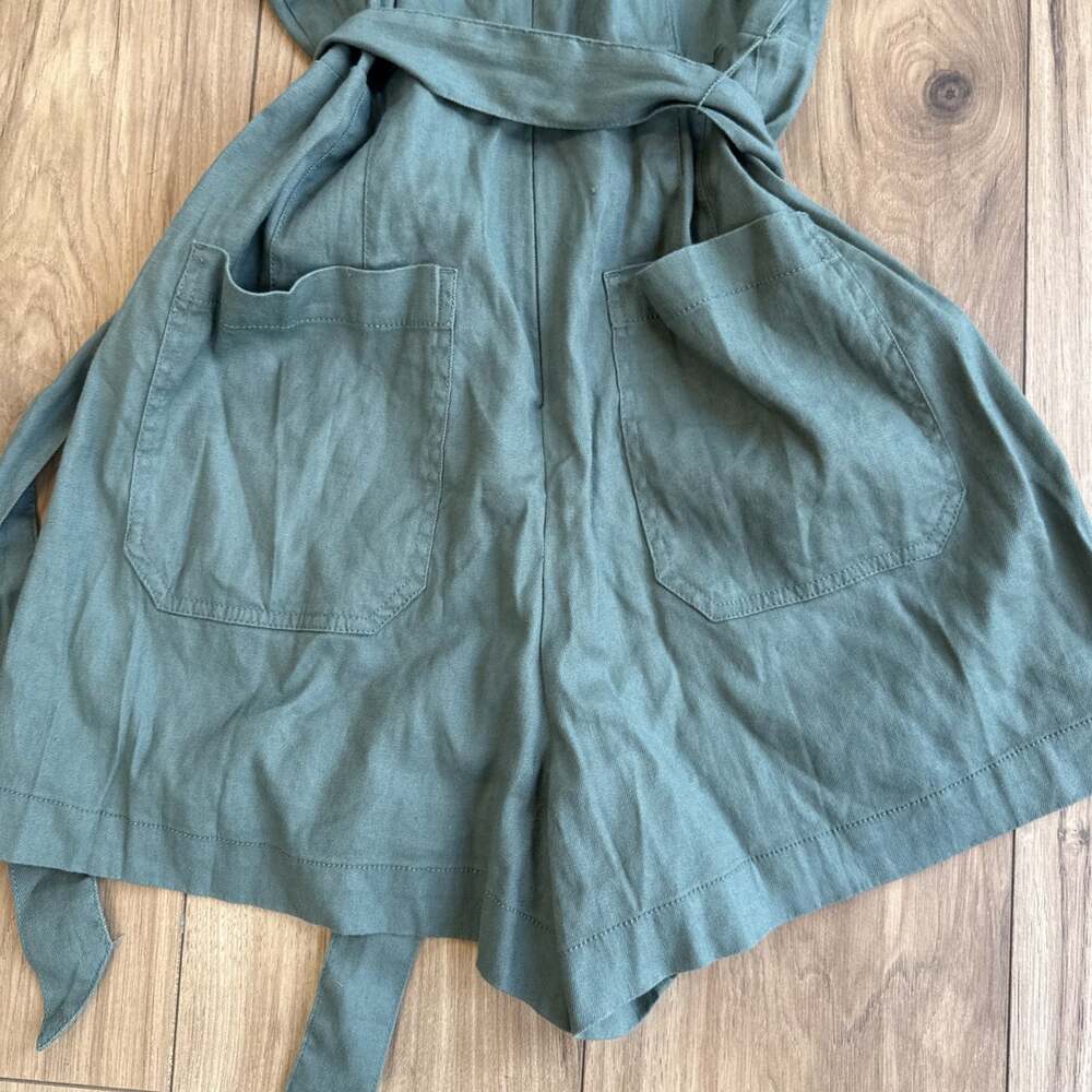 Anthropologie Maeve Short Sleeve Wrap Romper Tie Waist Sz 14 NWT Classic Boho - Picture 10 of 11